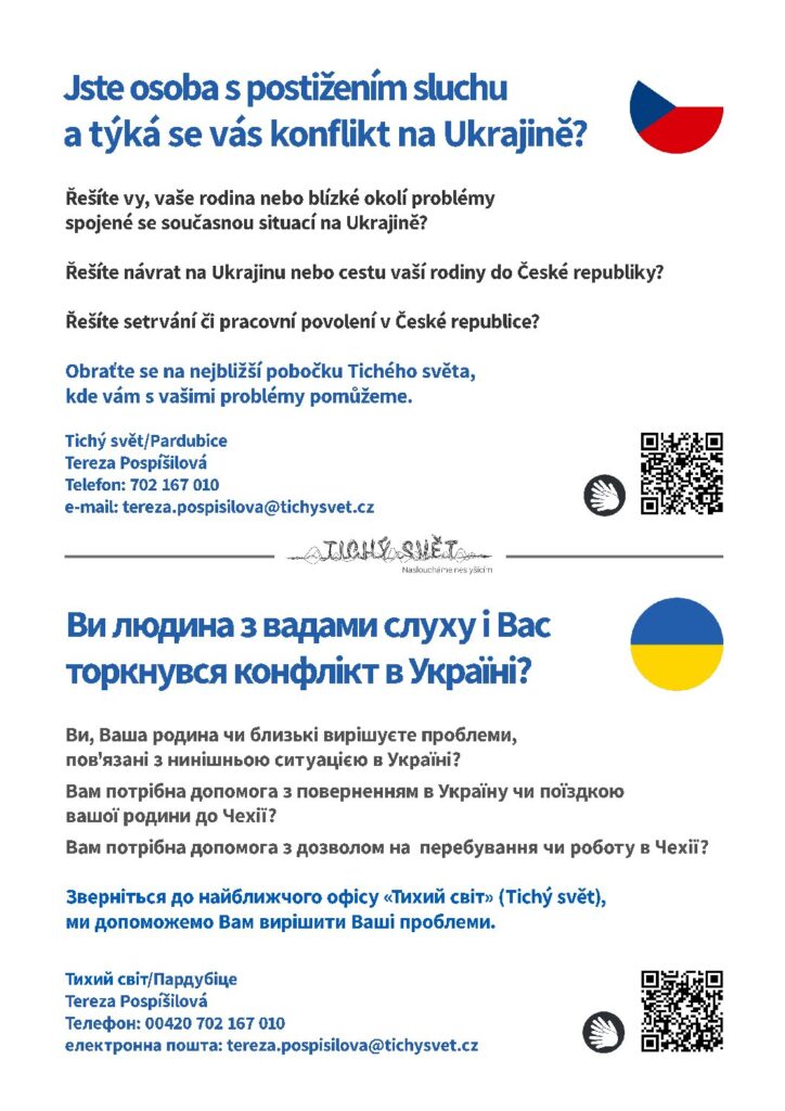 Pardubice - Jste osoba s postižením sluchu a týká se vás konflikt na Ukrajině?