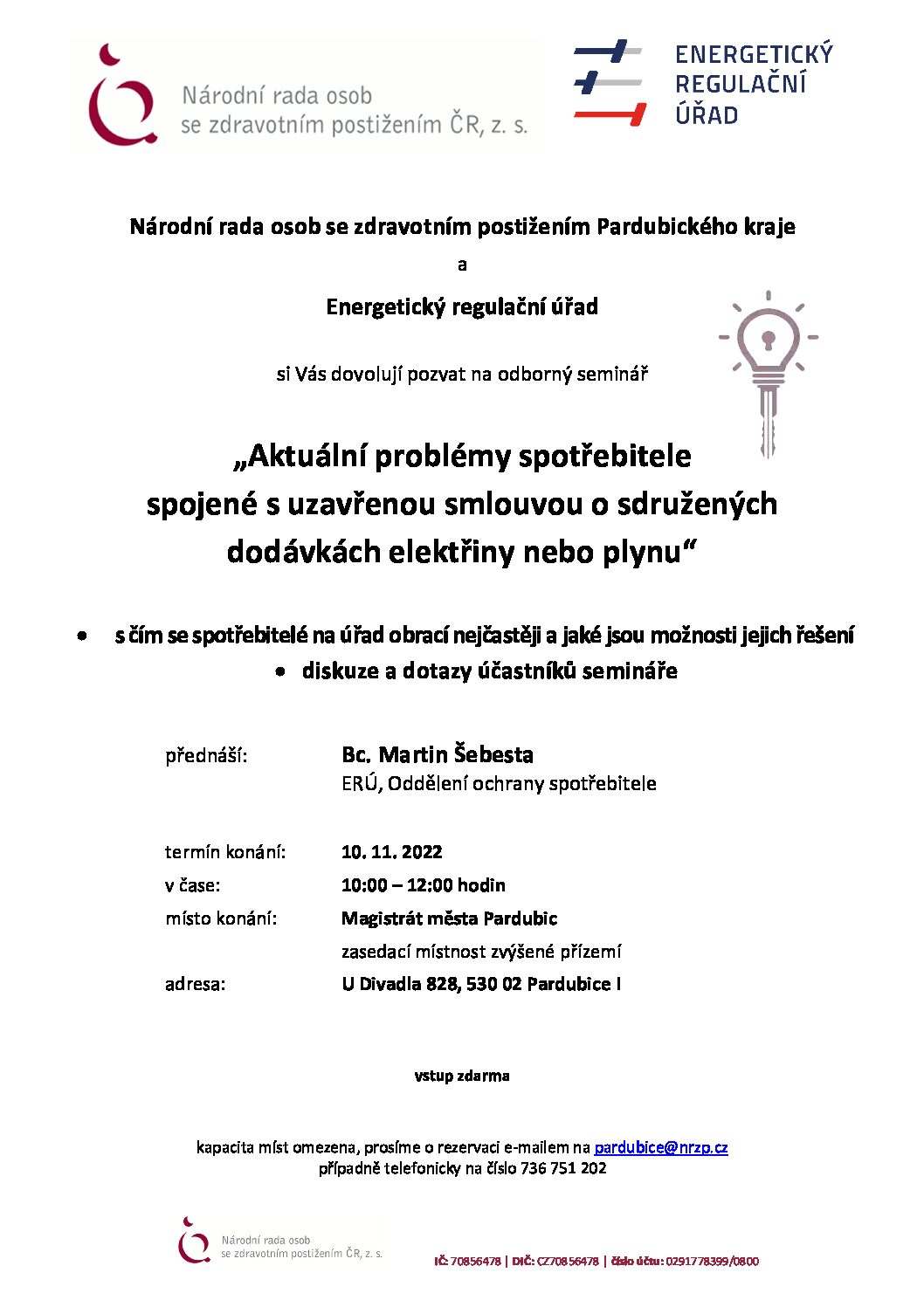 Seminář: Aktuální problémy spotřebitelů se smlouvami energií