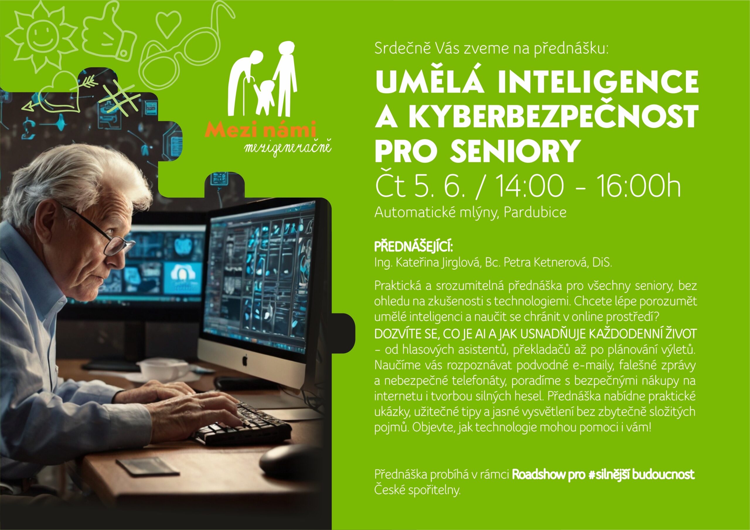 Umělá inteligence a kyberbezpečnost pro seniory v Automatických mlýnech