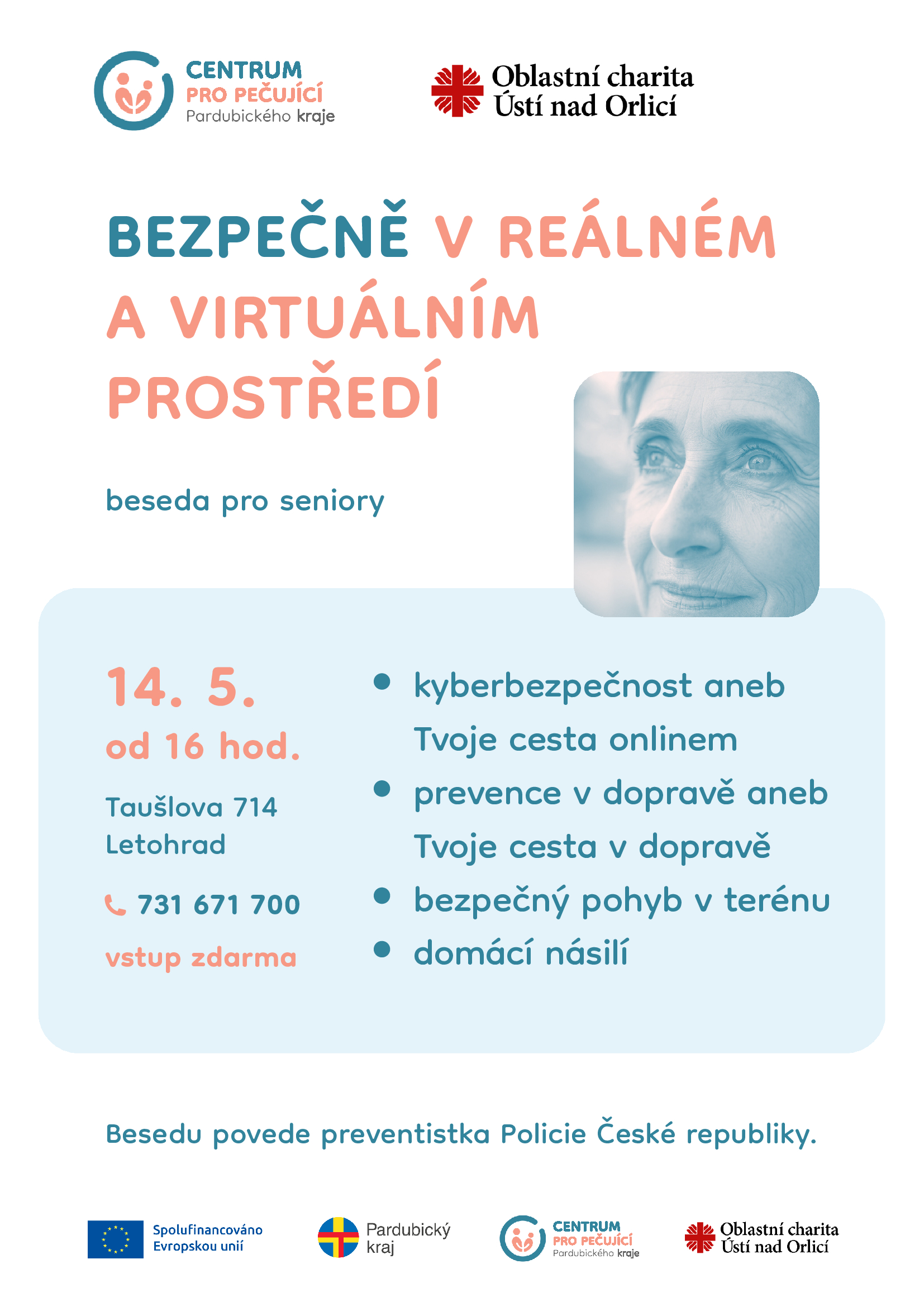 Beseda pro seniory - Bezpečně v reálném a virtuálním prostředí v Centru pro pečující Pardubického kraje