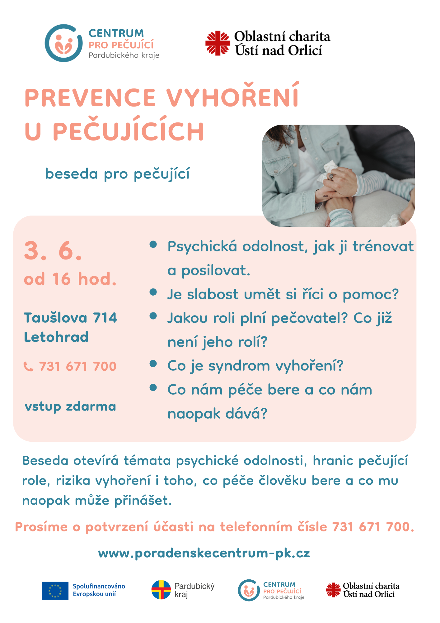 Centrum pro pečující Pardubického kraje: beseda o prevenci vyhoření